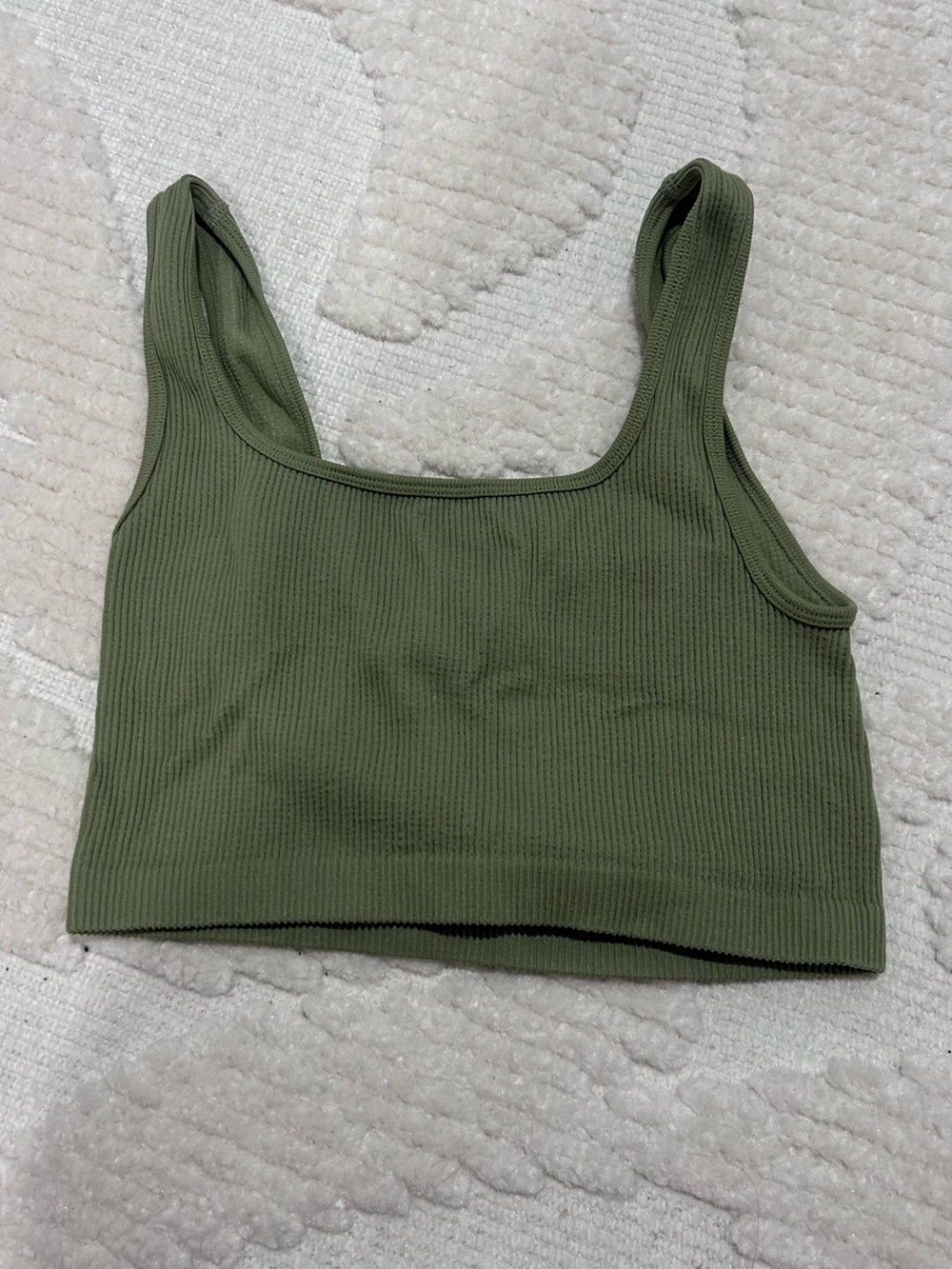 Cotton On Olive Green Ribbed Crop Tank